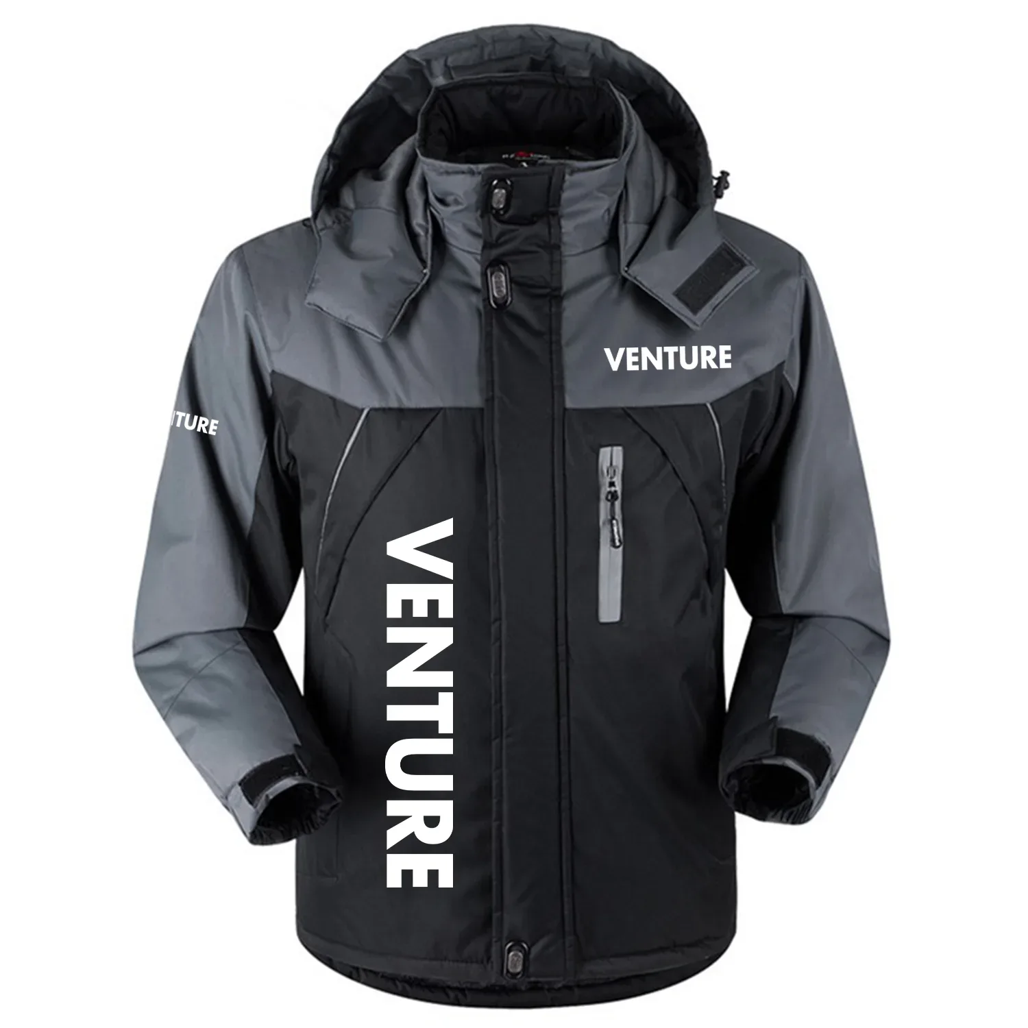 Venture Exclusive Logo Outdoor Charging Suit Slim Fit Plush Waterproof Windproof Jacket Detachable Hood TTPDPCS2409VTZ - Venture Jacket