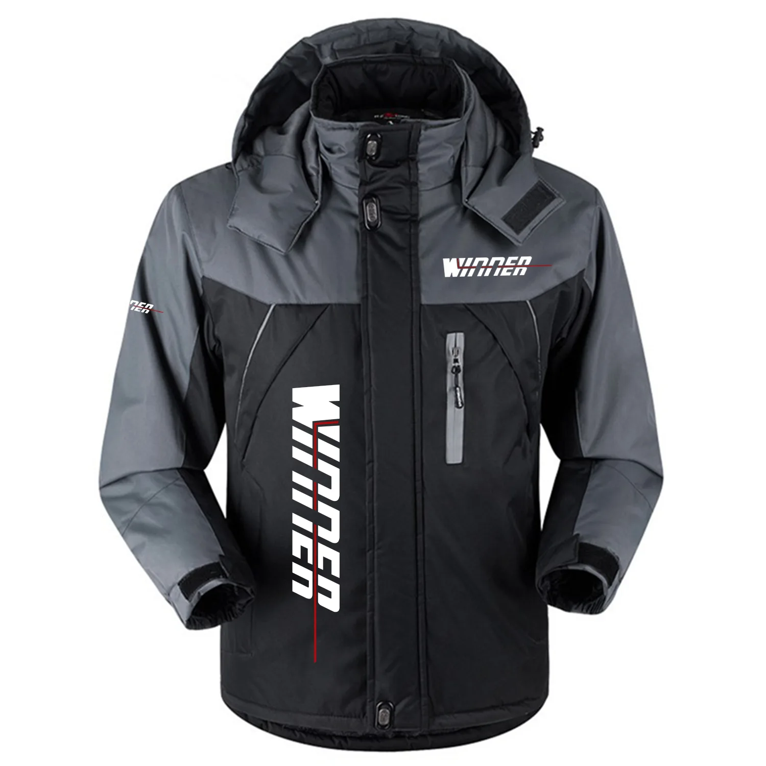 Winner Bass Boat Exclusive Logo Outdoor Charging Suit Slim Fit Plush Waterproof Windproof Jacket Detachable Hood TTPDPCS2409WBBZ - Winner Bass Boat Jacket