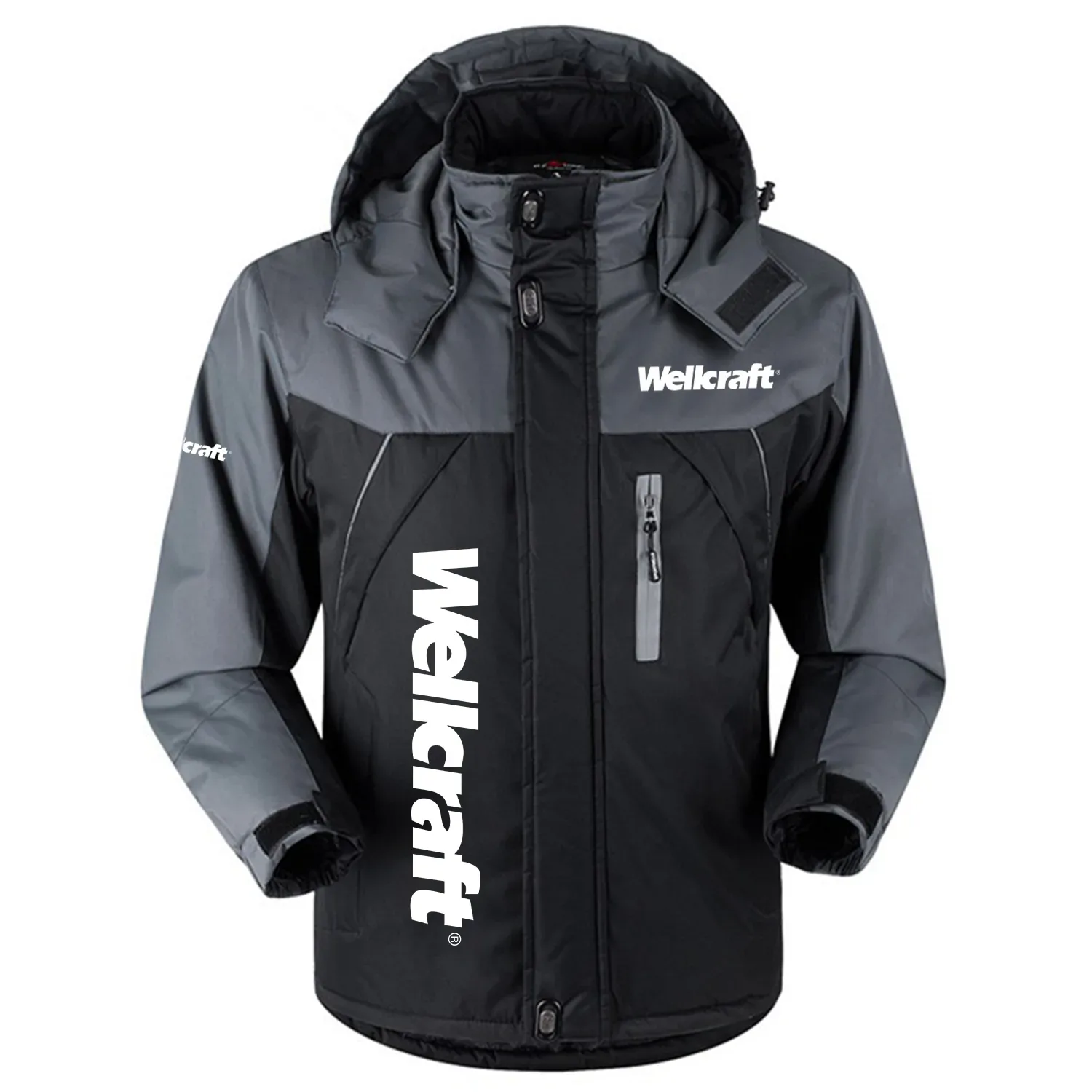 Wellcraft Exclusive Logo Outdoor Charging Suit Slim Fit Plush Waterproof Windproof Jacket Detachable Hood TTPDPCS2409WCZ - Wellcraft Jacket